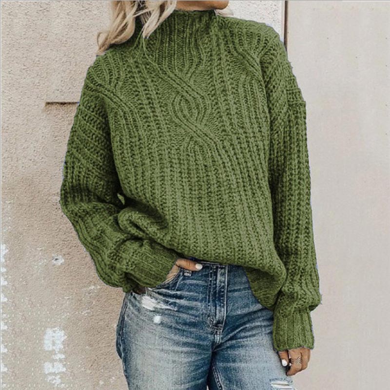 WW | Pullover Bequemer Kabelstrickpullover mit Rollkragen für Damen
