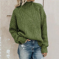 WW | Pullover Bequemer Kabelstrickpullover mit Rollkragen für Damen