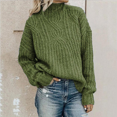 WW | Pullover Bequemer Kabelstrickpullover mit Rollkragen für Damen