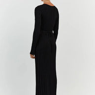WW Strickkleid | Modernes Langarm-Damenkleid mit V-Ausschnitt