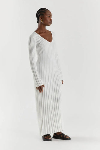 WW Strickkleid | Modernes Langarm-Damenkleid mit V-Ausschnitt