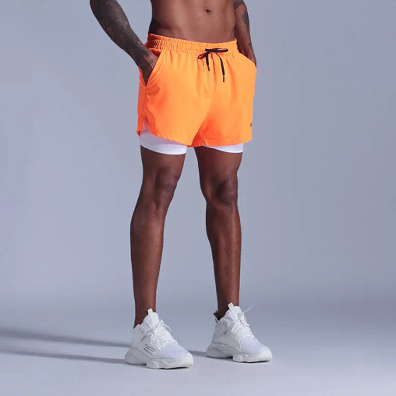 WW | Laufshorts Für Herren 2 in 1 Schnelltrocknend Für Joggen, Fitnessstudio Und Training Davorio