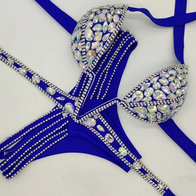 WW | Venus Urlaub V-Kragen Rhinestone Badeanzug Daimond Bikini Set Push-Up Badeanzug Bling Stein Badeanzug