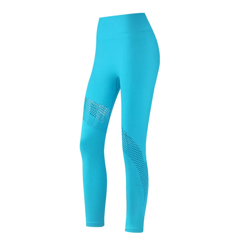 WW | Nahtloses Yoga-Set Sport Outfits Frauen 2Pcs Geteilt Hohl Lange Ärmel Crop Top Leggings Trainingskleidung Fitness Set