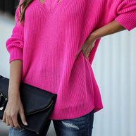 WW Chic V Neck lässiger Oversize Pullover