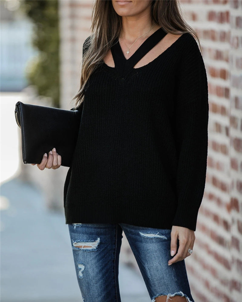 WW Chic V Neck lässiger Oversize Pullover