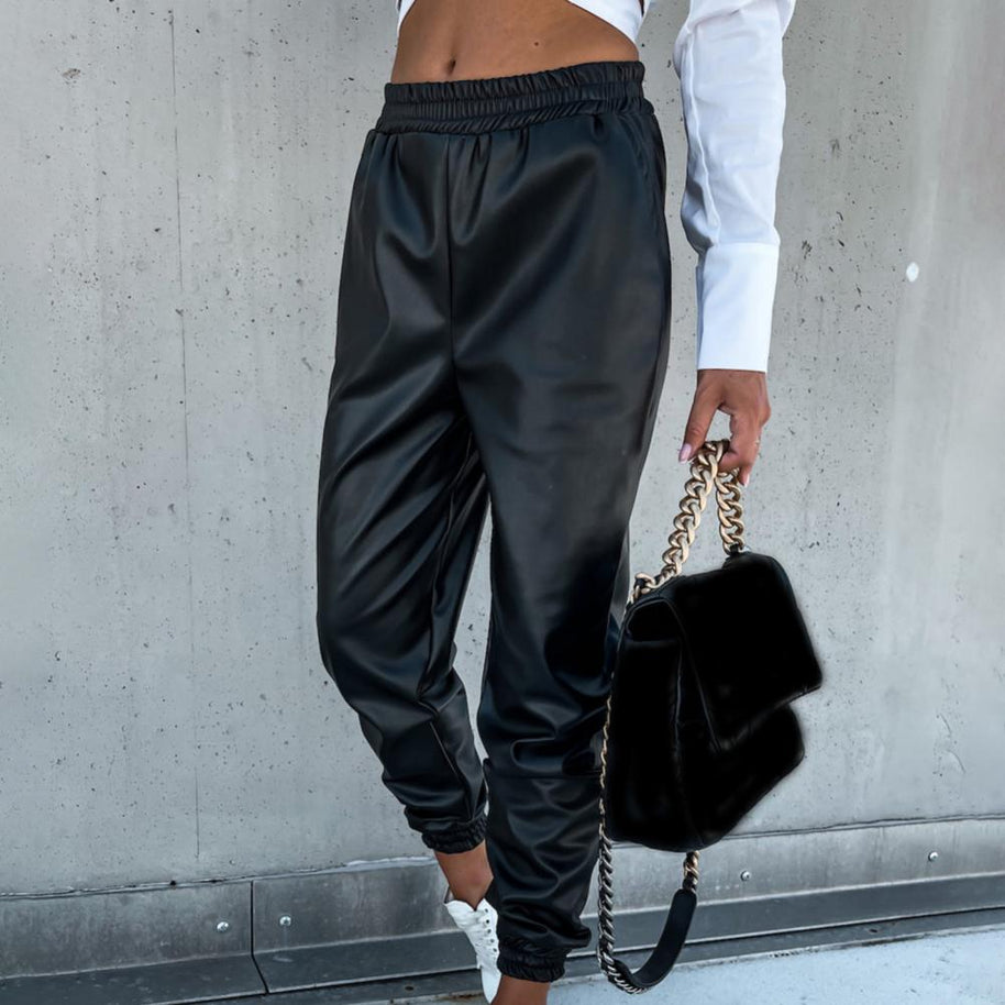 WW | Stilvolle PU-Leder-Jogginghose