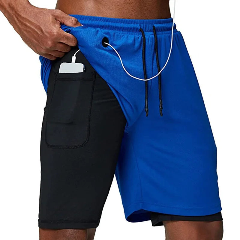 WW | 2 in 1 Herren Laufshorts Schnelltrocknend Für Fitness, Joggen & Sport Shervin