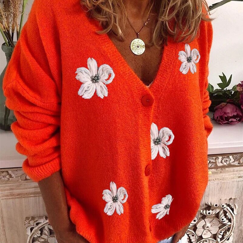 WW | V-Ausschnitt-Strickjacke mit lockerer Passform Für Frauen