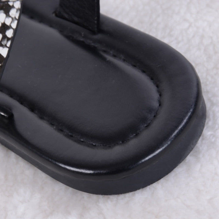 Flache Gladiator-Sandalen mit Leopardenmuster