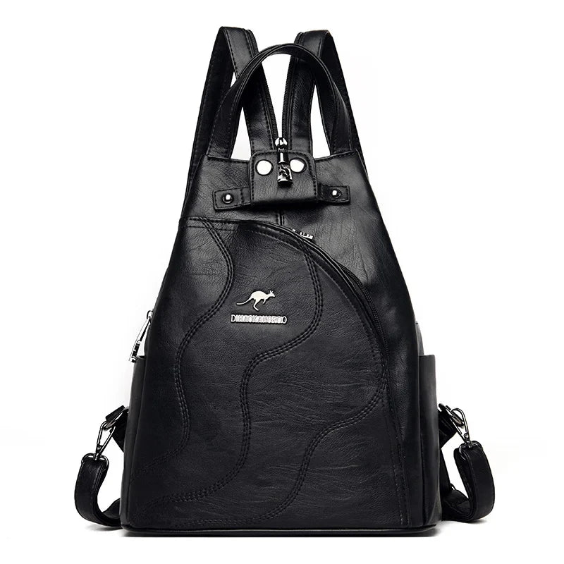 WW | Anti Diebstahl Rucksack Aus Leder Mit Reißverschluss Für Damen