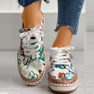 WW | Orthopädische Turnschuhe mit Blumendruck und Schnürsenkeln