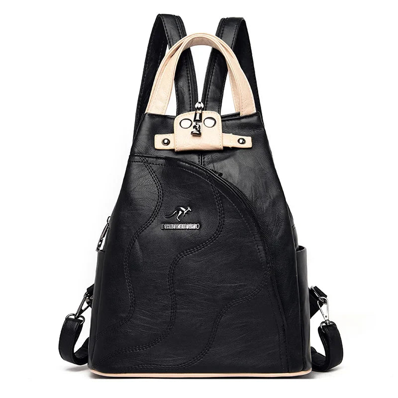 WW | Anti Diebstahl Rucksack Aus Leder Mit Reißverschluss Für Damen