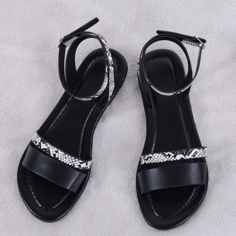 Flache Gladiator-Sandalen mit Leopardenmuster
