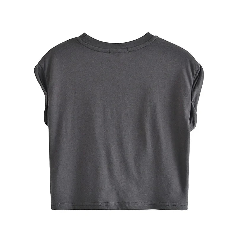 WW | Crop-T-Shirt mit Knopfdetail