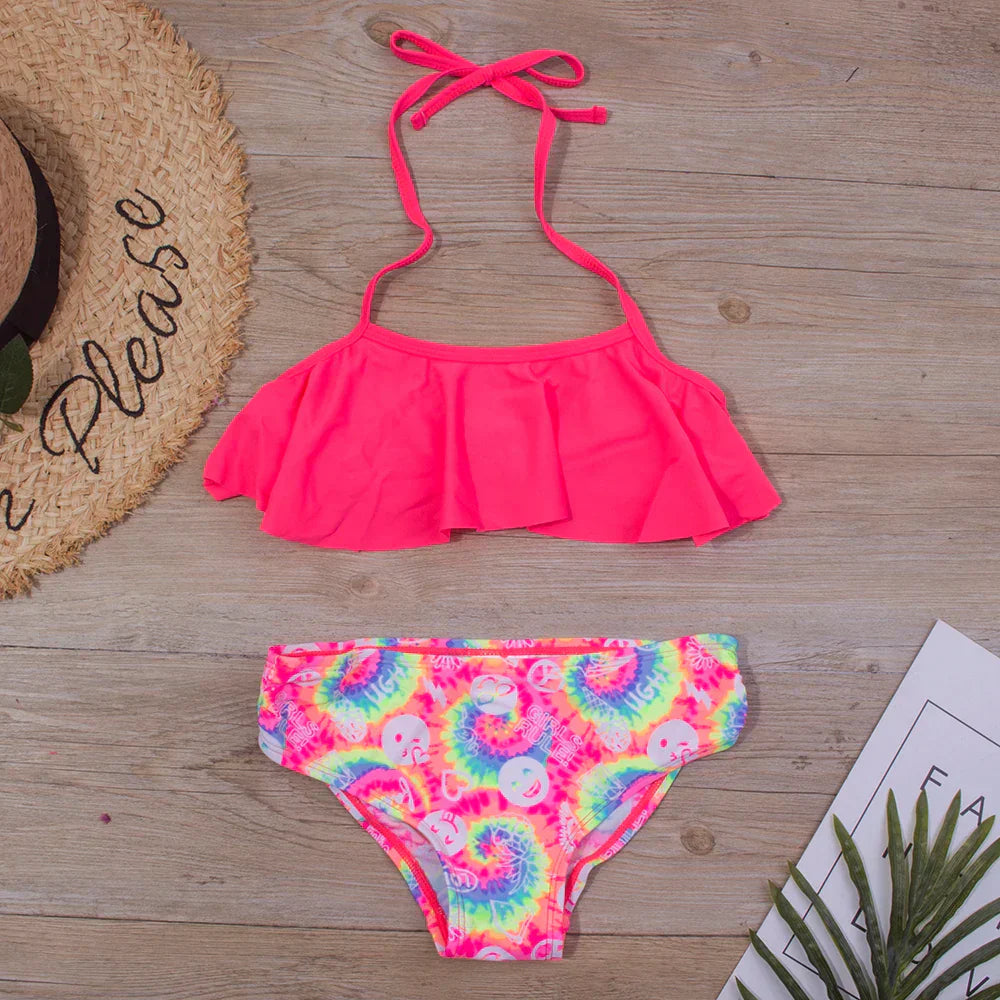 WW | Neu Falbala Kids Badebekleidung Badeanzug Neuer Druck Mädchen Kid Bikini Set 5 14 Jahre Kinder Bandage Schwimmanzug Strandbekleidung A247