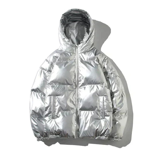 W&W Mode | Winddichte Metallische Winter-Pufferjacke