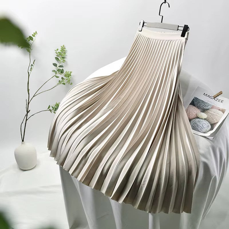 W&W Mode | Satin Plissee Rock Hohe Taille