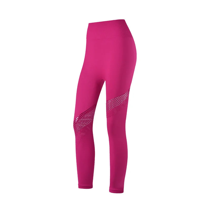 WW | Nahtloses Yoga-Set Sport Outfits Frauen 2Pcs Geteilt Hohl Lange Ärmel Crop Top Leggings Trainingskleidung Fitness Set