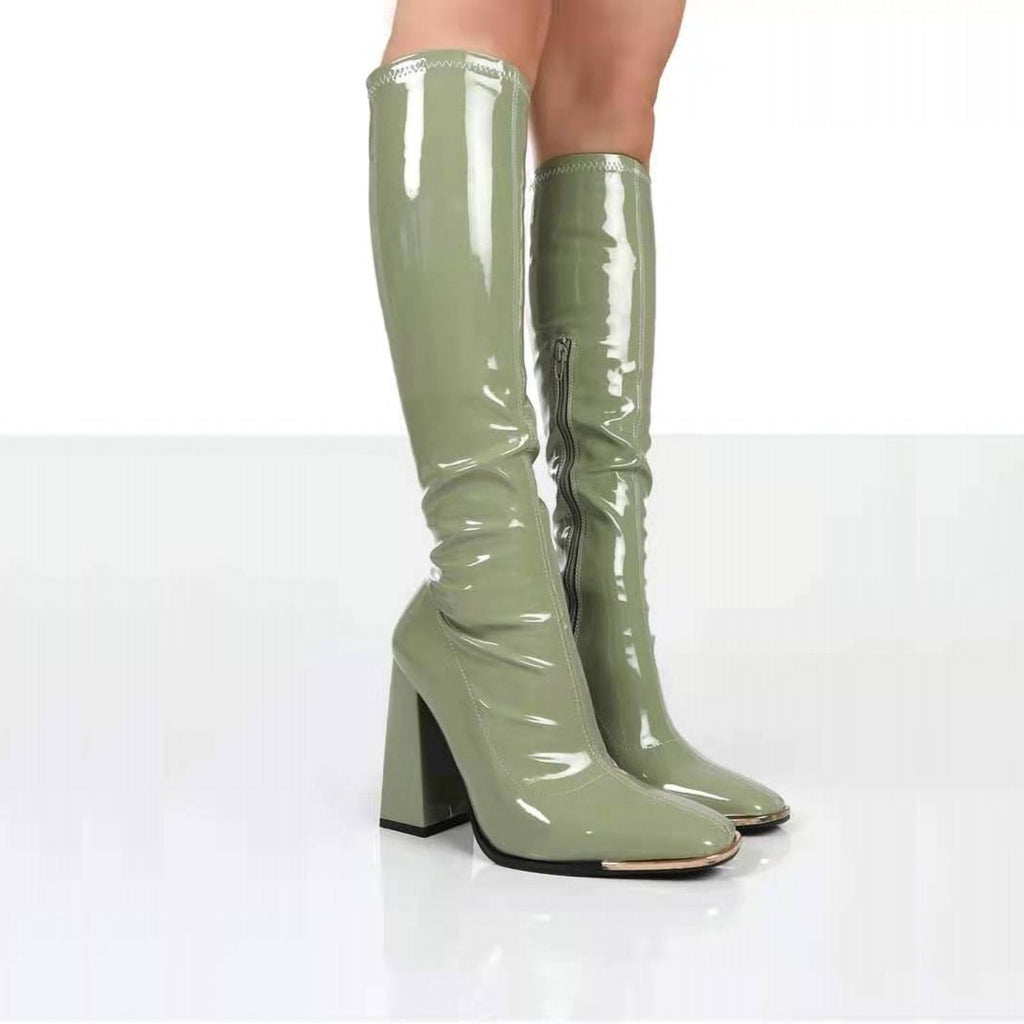 WW | Lange Lack Stiefel mit Absatz