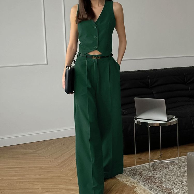 WW | Zweiteiliges Ärmelloses Business Lässig Ensemble