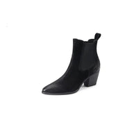 WW | Leder Stiefeletten Damen – bequemer Blockabsatz