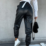 WW | Stilvolle PU-Leder-Jogginghose