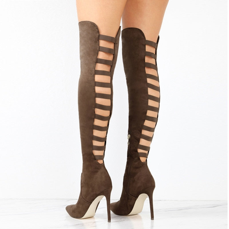 WW | Stilvolle Overknee-Stiefel mit Cutouts und Stiletto-Absatz