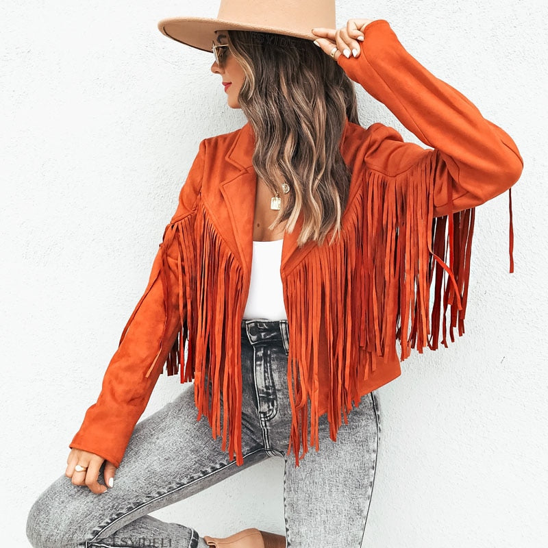 W&W Mode - Trendige Lederjacke mit Fransen