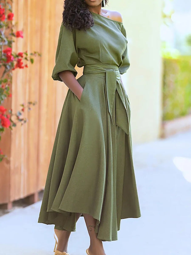 WW - Kleid mit Schnürung und Laternenärmeln