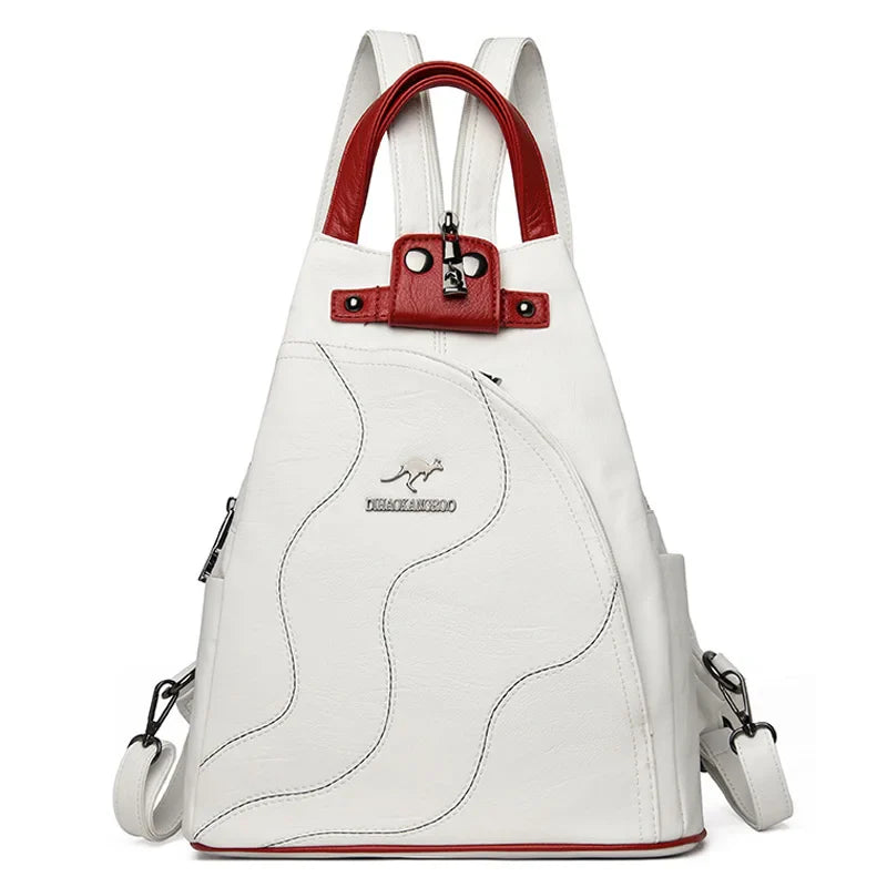 WW | Anti Diebstahl Rucksack Aus Leder Mit Reißverschluss Für Damen