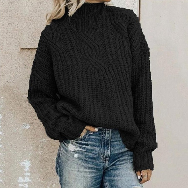 WW | Pullover Bequemer Kabelstrickpullover mit Rollkragen für Damen