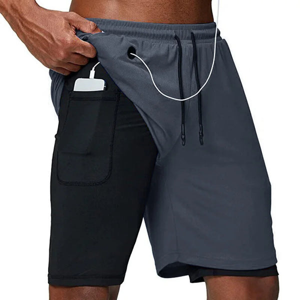 WW | 2 in 1 Herren Laufshorts Schnelltrocknend Für Fitness, Joggen & Sport Shervin