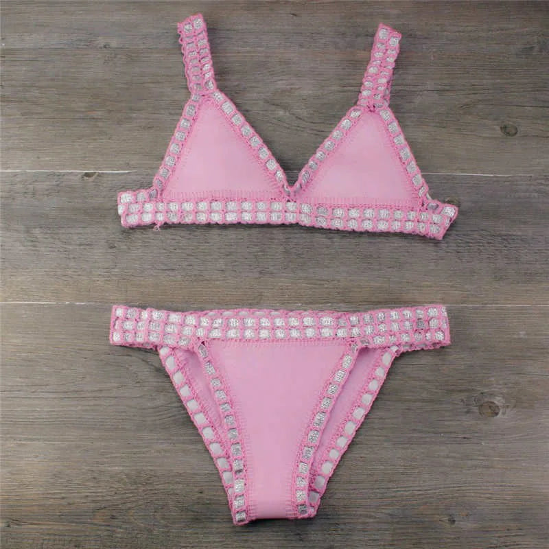 WW | Sexy Bikinis Sommer Frauen Badeanzug Handgehäkeltes Bikini-Set Badebekleidung Strand Badeanzug Biquini Frau Monokini