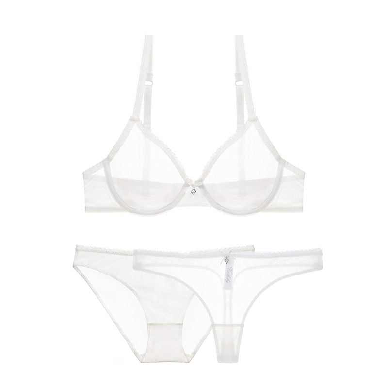 WW | 3-Teiliges Transparentes Unterwäsche-Set mit Dekorativem Diamantstraß