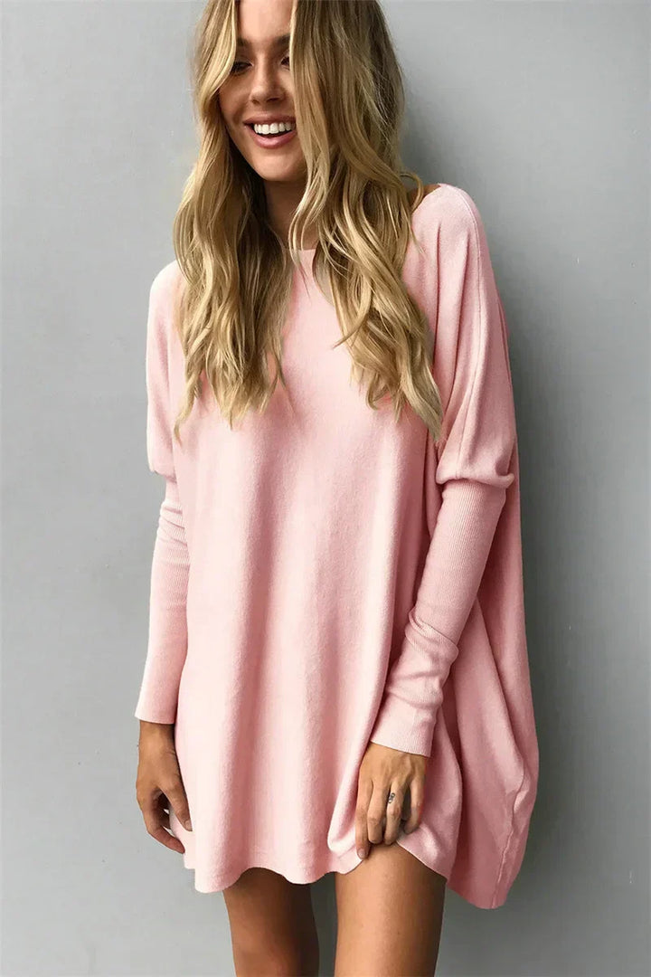 W&W Mode - Damen Oversized Rundhalsausschnitt Pullover