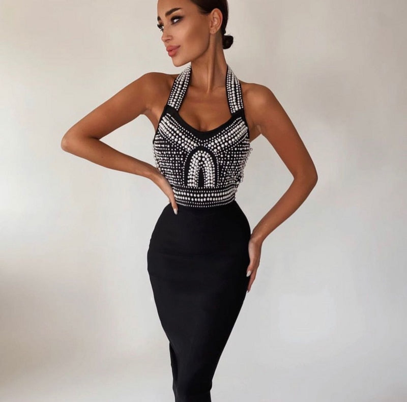 W&W Mode - Bodycon Kleid mit Perlen