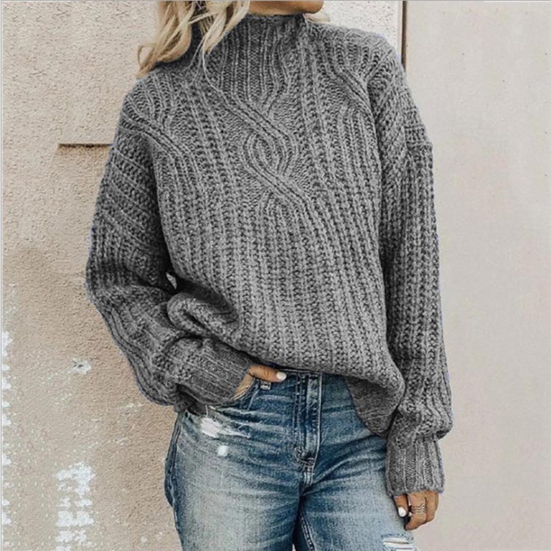 W&W Mode | Pullover Bequemer Kabelstrickpullover mit Rollkragen für Damen