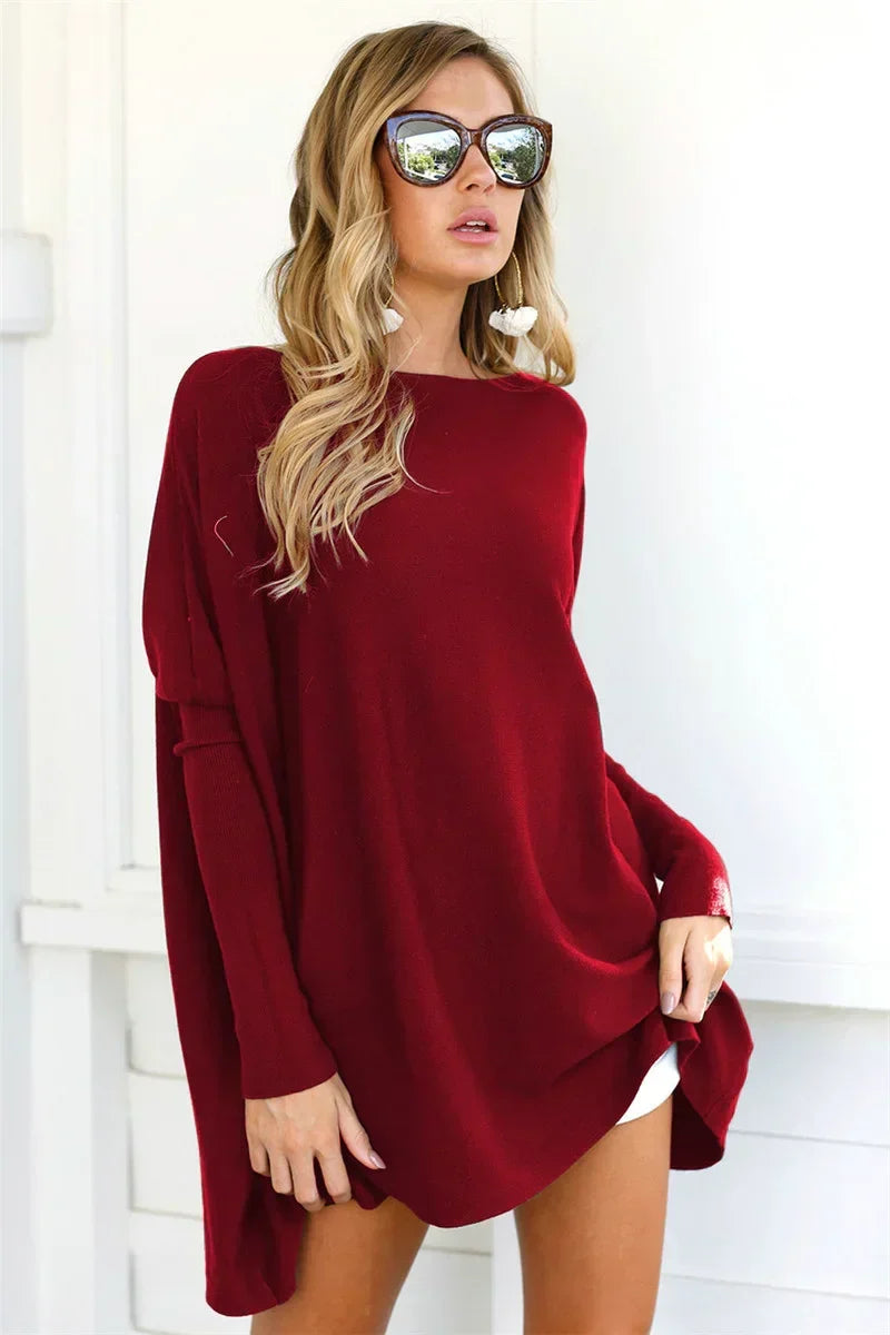W&W Mode - Damen Oversized Rundhalsausschnitt Pullover