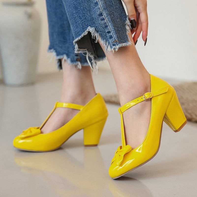 WW | Vintage Schuhe Damen Gelb Schleife