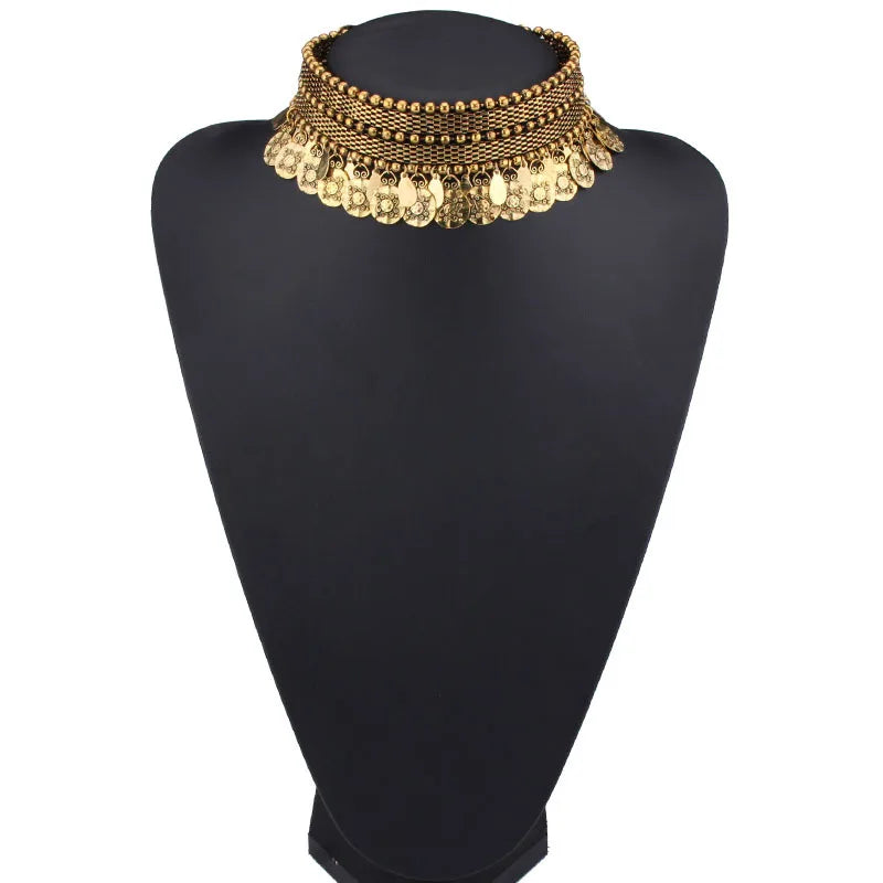 WW | Jahrgang Boho Münz Halskette für Frauen Afrikanisches Statement Tibetische Quasten Halsketten & Anhänger Boheme Maxi Schmuck Frauen