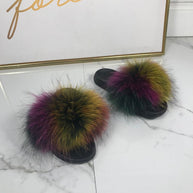 WW | Flauschige Echtfell Flip Flops Hausschuhe Sandalen