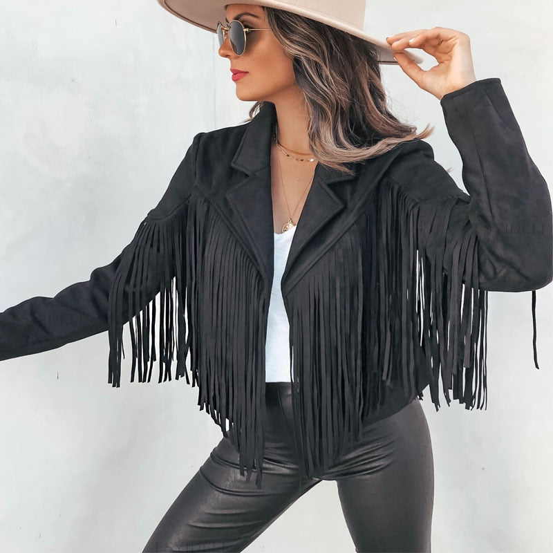 W&W Mode - Trendige Lederjacke mit Fransen