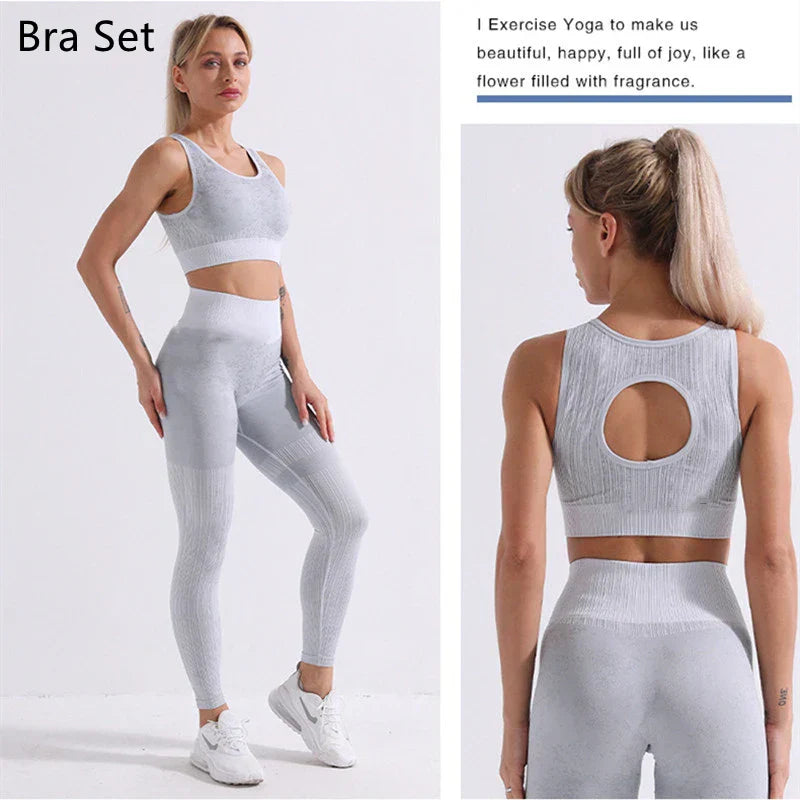 WW | Rid Seamless Yoga Set Frauen 2Pcs To Delet Langarm Crop Top T-Shirt Leggings Outfit Kleidung Fitness Kleidung Fitness Anzug Sport Set