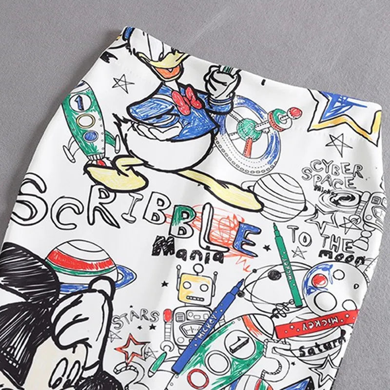 WW | Damen Bleistiftrock Hohe Taille Schmale Röcke Print Neu Große Größe Japan Cartoon Sommer Junge Frau Weiblich Falda Sexy & Club