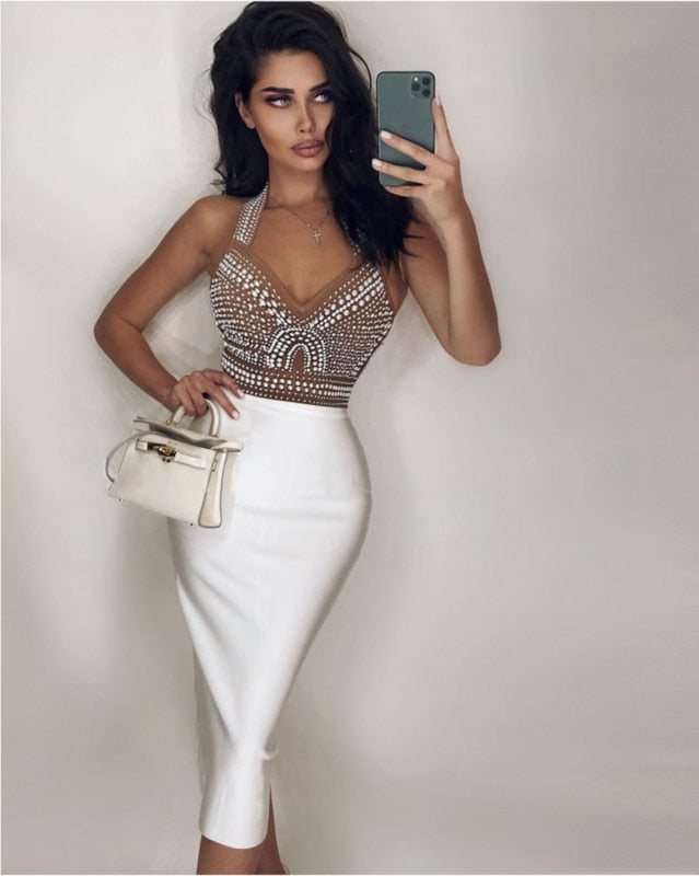 W&W Mode - Bodycon Kleid mit Perlen