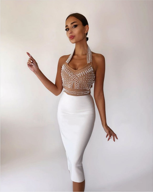 W&W Mode - Bodycon Kleid mit Perlen