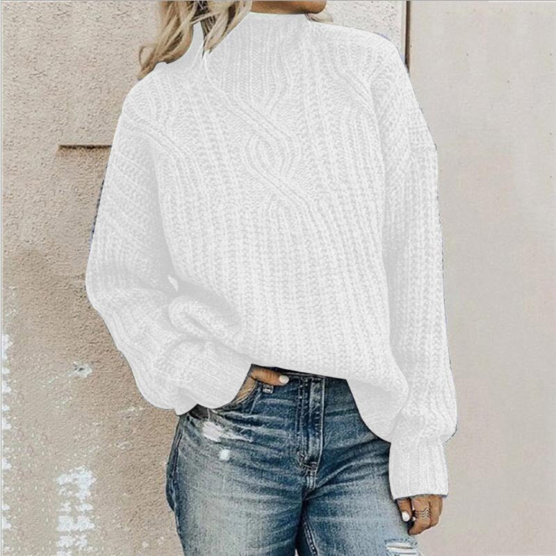 W&W Mode | Pullover Bequemer Kabelstrickpullover mit Rollkragen für Damen