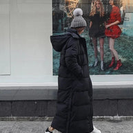 WW | Lange Gequiltete Puffer Damenjacke mit Kapuze