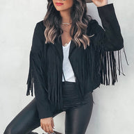 WW | moka Lederjacke Motorradjacke mit Cowboy-Fransen